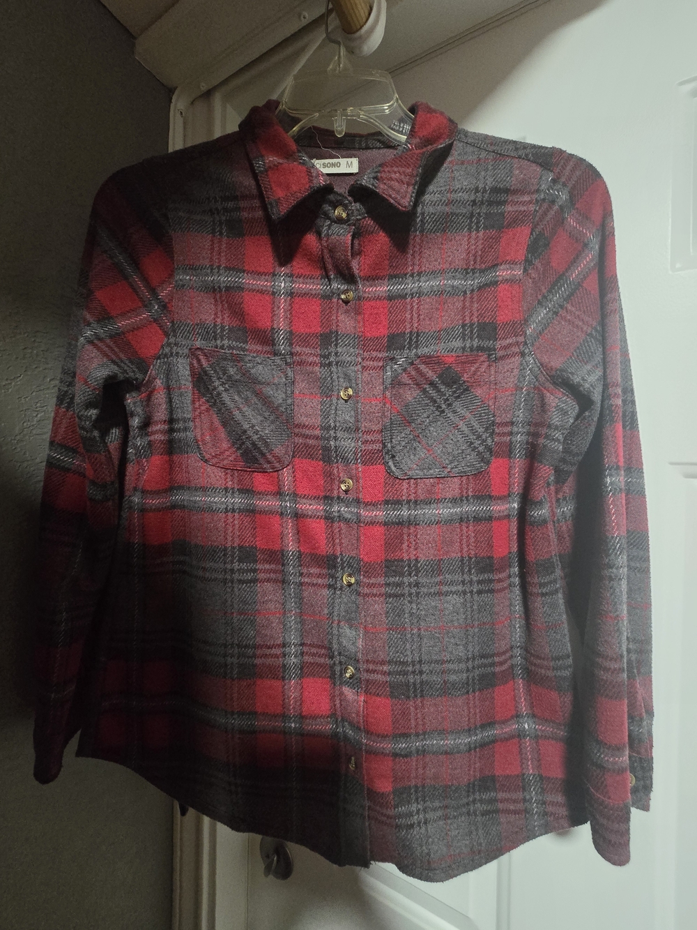 Ci Sono Red and Black Plaid Button-Up Shirt